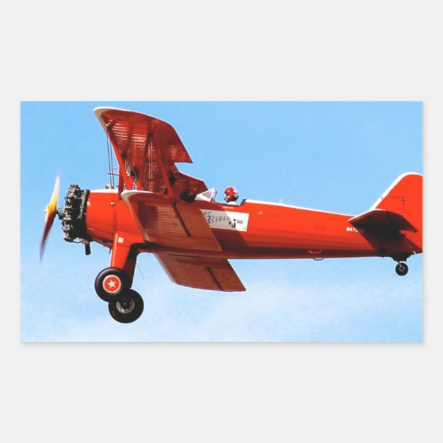 Red Baron Bi Plane Rectangular Sticker (Front)
