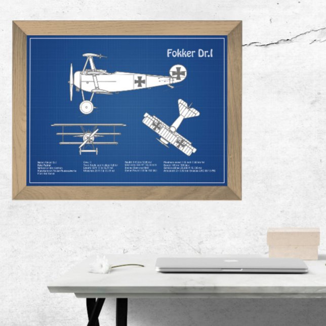 Red Baron Fokker Dr.1 - Airplane Blueprint ABD Photo Print (Creator Uploaded)