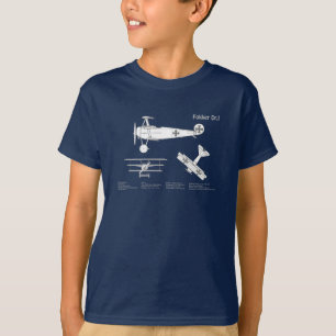 Red Baron Fokker Dr.1 - Airplane Blueprint ABD T-Shirt