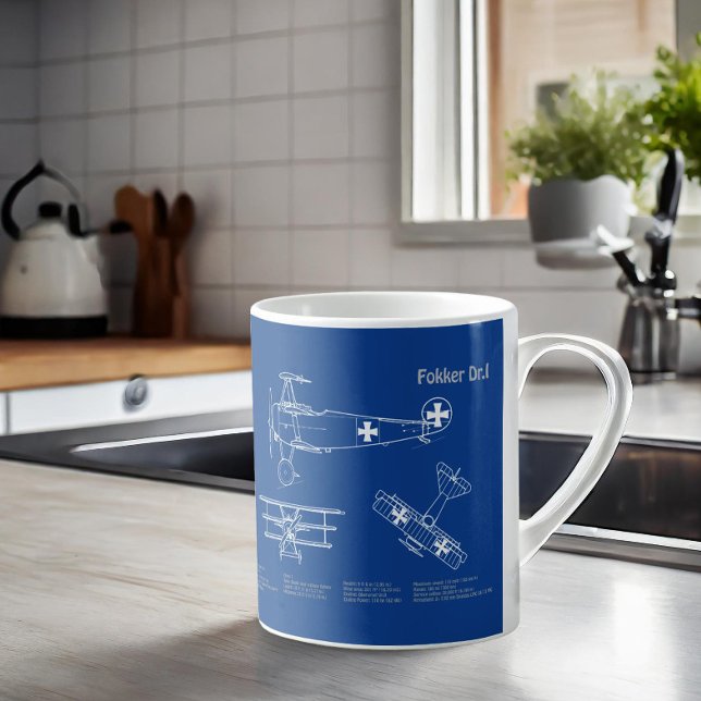 Red Baron Fokker Dr.1 - Airplane Blueprint AD Coffee Mug (Creator Uploaded)