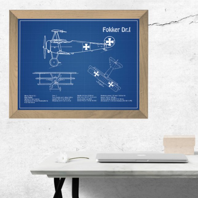 Red Baron Fokker Dr.1 - Airplane Blueprint AD Photo Print (Creator Uploaded)