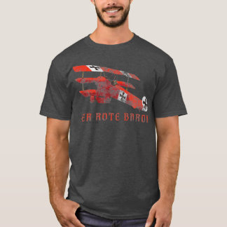 Red Baron Triplane Gift Distressed Effect T-Shirt