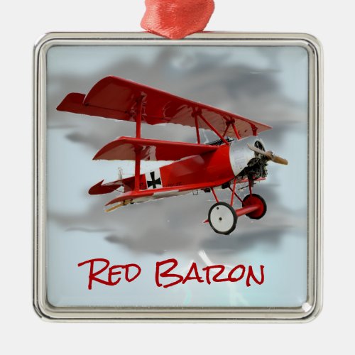 Red Barons Fokker Triplane Metal Ornament