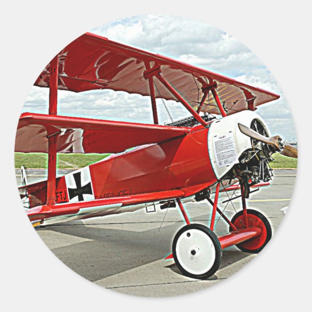 Red Baron's triplane Classic Round Sticker (Front)