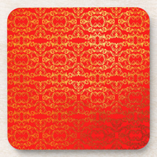 red, baroque beverage coaster