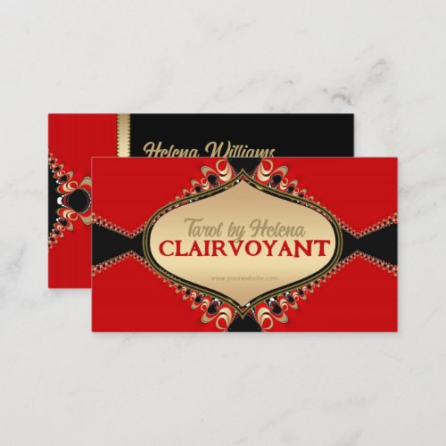 Red Baroque Elegante Tarot Business Cards
