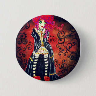 red baroque pinback button