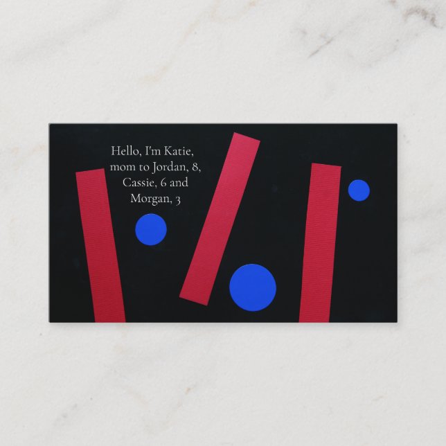 Red bars, blue circles Mom Business Card (Front)
