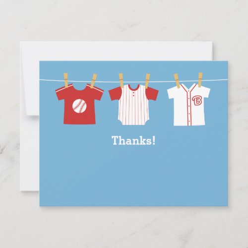 Red Baseball baby boy shower Thank You Note Cards