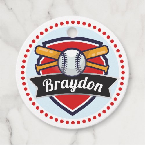 Red Baseball Birthday Party Gift Favor Tags
