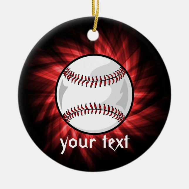 Red Baseball Ceramic Ornament (Front)