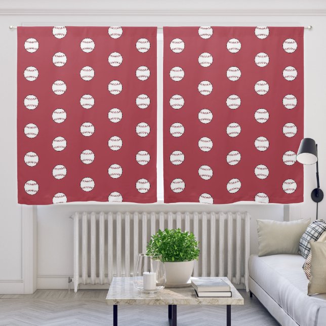 Red Baseball Curtains  (Living Room)