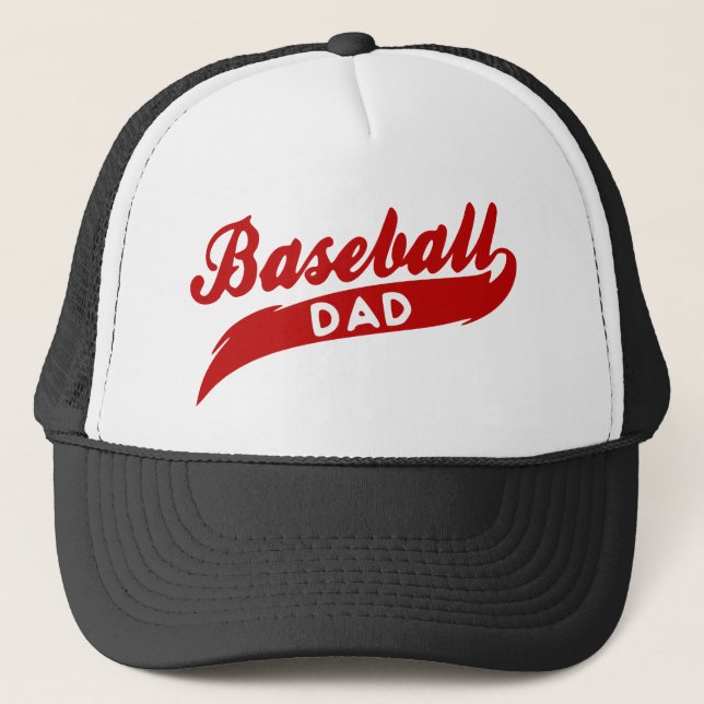 Red Baseball Dad Trucker Hat (Front)