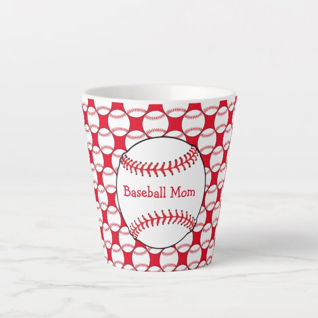 Red Baseball Mom Latte Mug