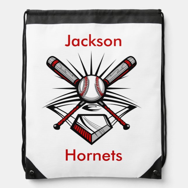 Red Baseball Softball Personalized Backpack (Front)