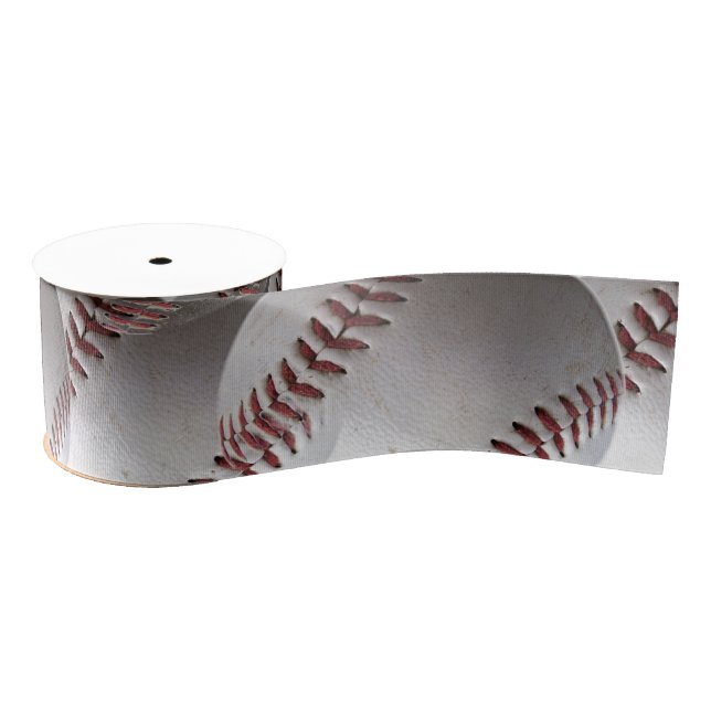 Red Baseball Stitches Grosgrain Ribbon (Spool)