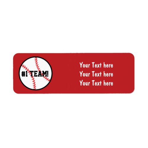 Red Baseball Team Birthday Party Address Labels