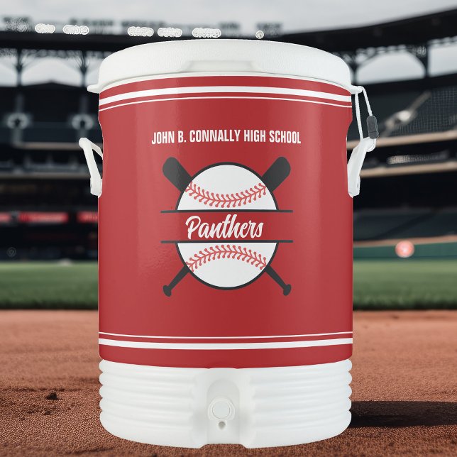 Red Baseball Team Customizable Beverage Cooler (Creator Uploaded)