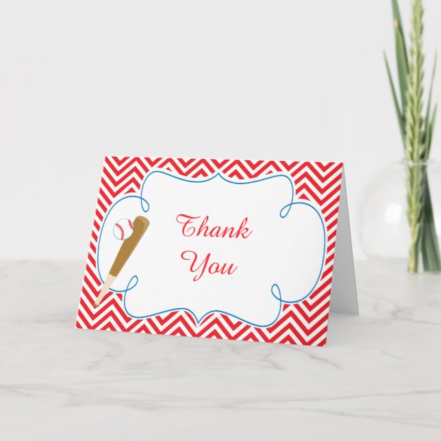 Red Baseball Thank You Card (Front)