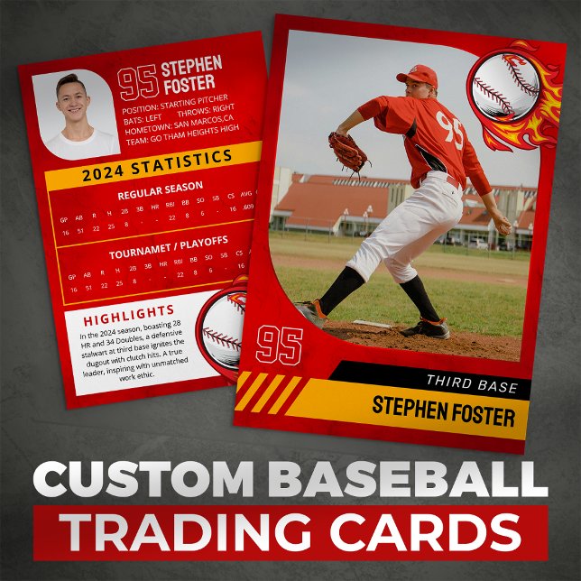 Red Baseball Trading Card with Photo and Stats (Creator Uploaded)