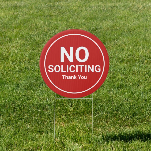 Red Basic No Soliciting Yard Sign (Insitu)