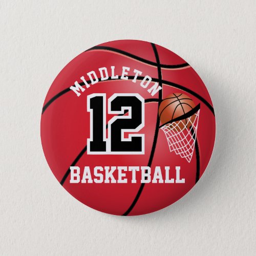 Red Basketball  and Hoop  DIY Text  Button