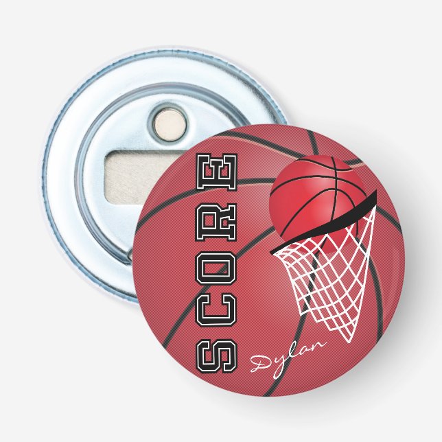 Red Basketball and Net Bottle Opener (Front)