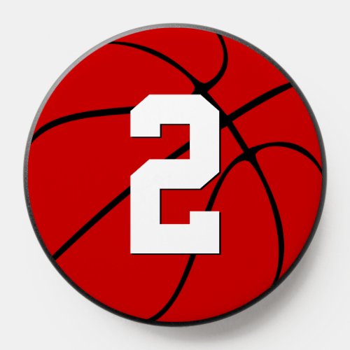 Red Basketball Custom Player Number Personalized PopSocket