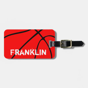 Red Basketball Custom Player or Team Name/Text Luggage Tag