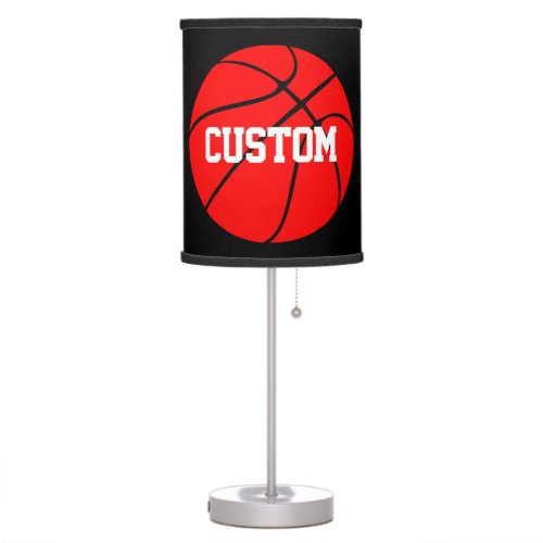 Red Basketball Custom Team or Player Name Sports Table Lamp