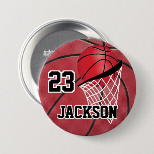 Red Basketball Design   Personalize Button