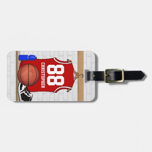 Red Basketball Jersey Luggage Tag