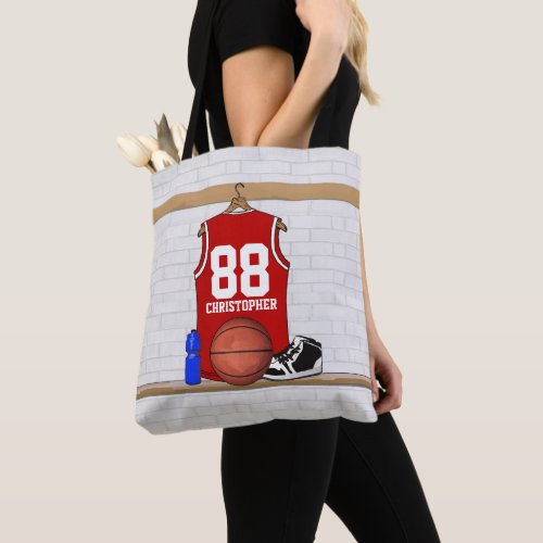 Red Basketball Jersey Tote Bag