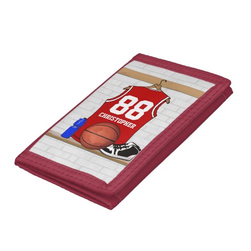 Red Basketball Jersey Trifold Wallet