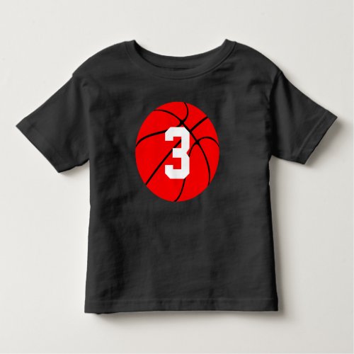 Red Basketball Kid Custom Jersey Number Toddler Toddler T_shirt