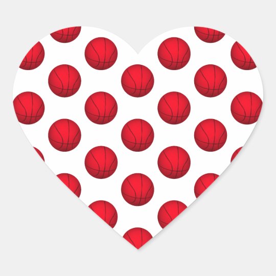 Red Basketball Pattern Heart Sticker