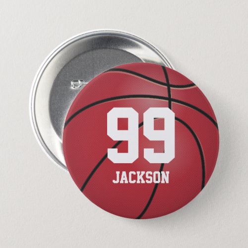 Red Basketball  Personalize  Button