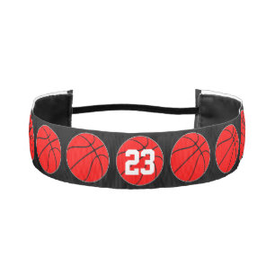 Red Basketball Player Custom Jersey Number Girls Athletic Headband