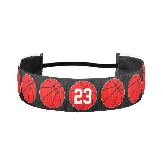 Red Basketball Player Custom Jersey Number Girls Athletic Headband