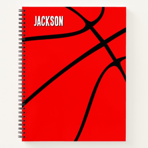 Red Basketball Player Name or Text Custom Sports Notebook