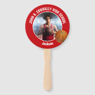 Red Basketball Player Photo High School Spirit Hand Fan