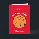Red Basketball Sport 15th Birthday Card<br><div class="desc">A red personalized basketball 15th birthday card for grandson, son, nephew and more. You will be able to easily personalize the front with his name. The inside reads a birthday message, which you can easily edit as well. You can personalize the back of this basketball birthday card with the year....</div>