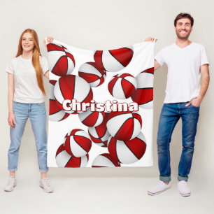 red basketball team colors kids sports room decor fleece blanket