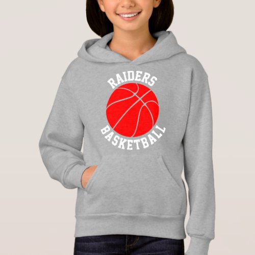 Red Basketball Team Name and Number Girls Custom Hoodie