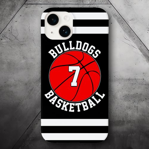 Red Basketball Team Name Player Number Custom Case_Mate iPhone 14 Case