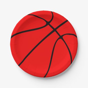 Red Basketball Team Party Or Banquet Sports Paper Plates by SoccerMomsDepot at Zazzle