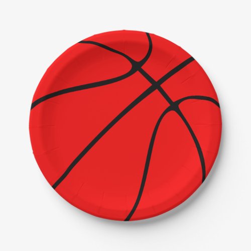 Red Basketball Team Party or Banquet Sports Paper Plates