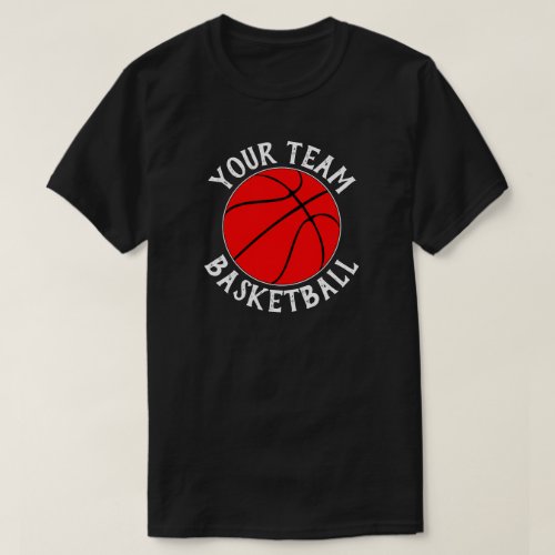 Red Basketball Team Player Name and Jersey Number T_Shirt