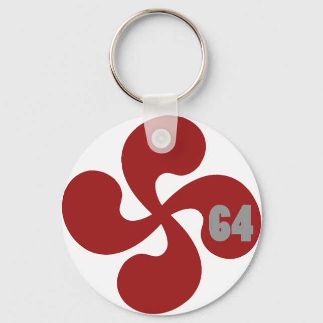 Red Basque Cross 64 Lauburu Keychain (Front)