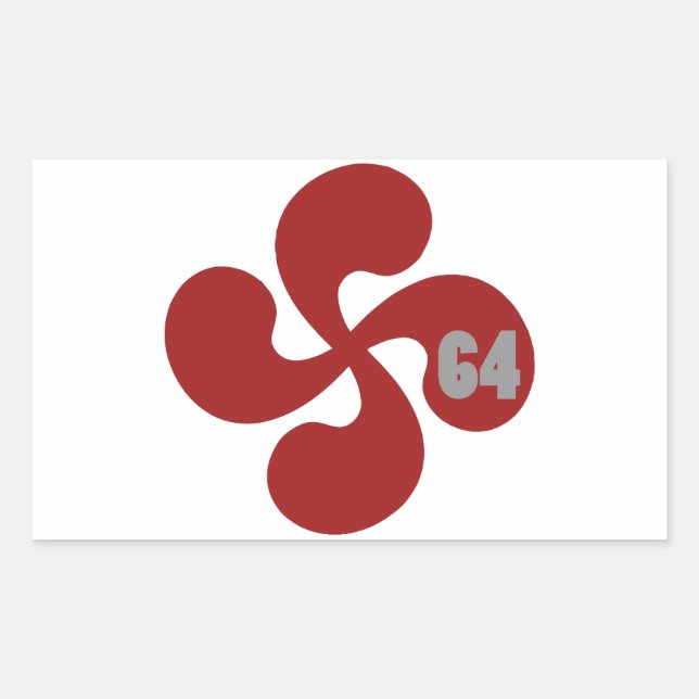 Red Basque Cross 64 Lauburu Rectangular Sticker (Front)